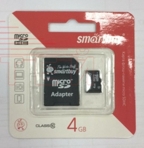 Память карта MicroSD 4Gb Class 10 (адаптер SD)