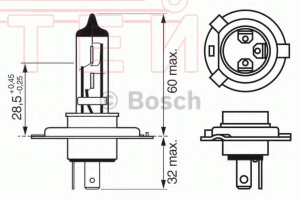 Лампа Н4 12В 60/55w Bosch